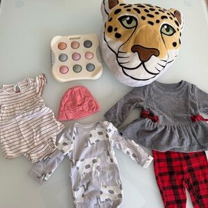 Baby clothes, toy, pillow